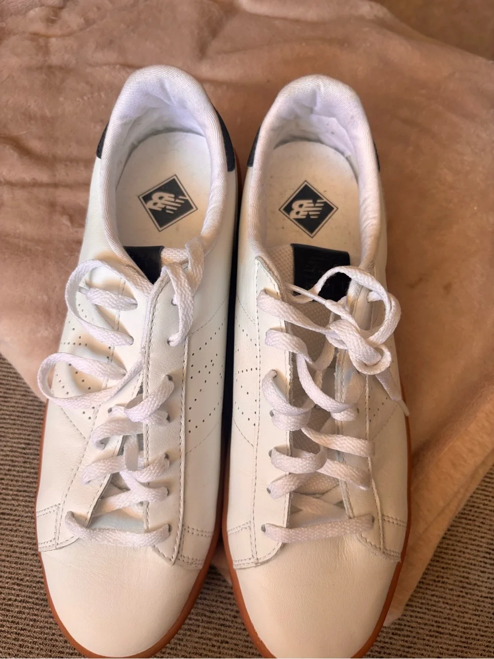 New Balance for Jcrew 791 White Leather Sneakers with Gum Outsole